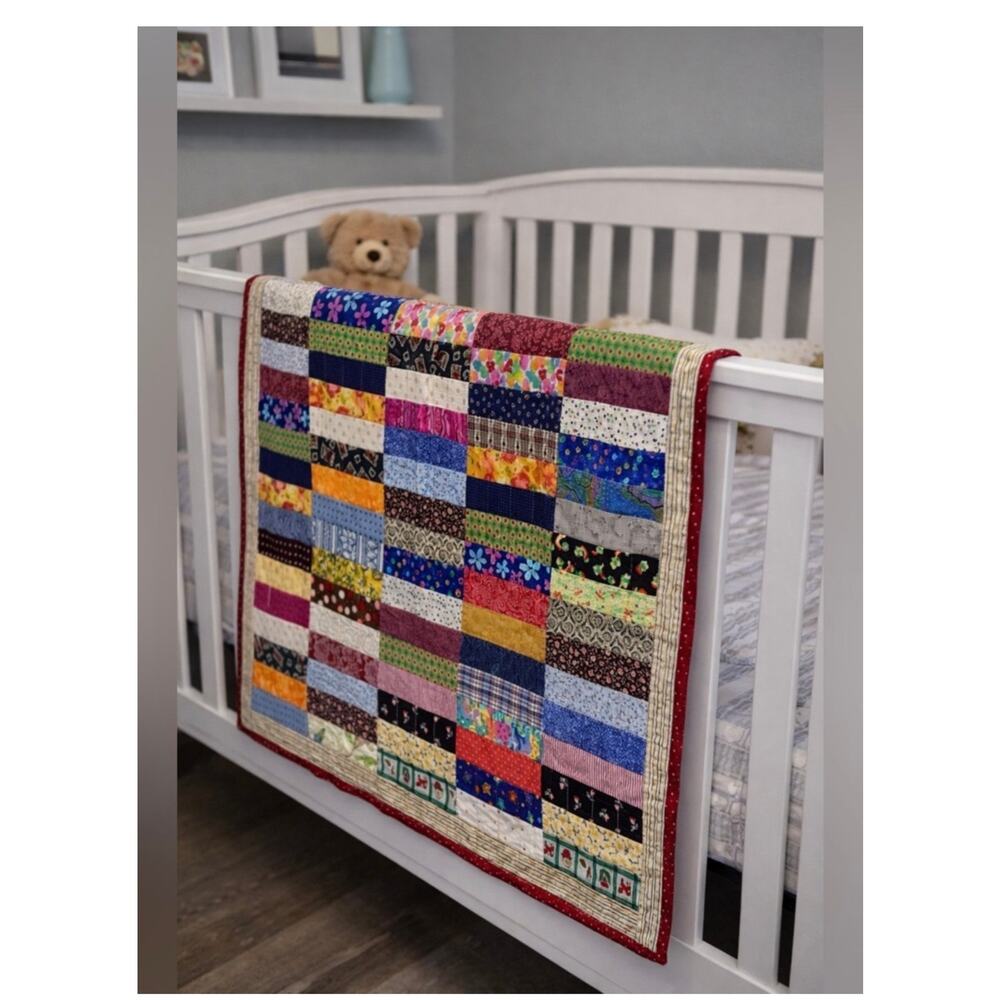 Crib quilt or Wall Hanging handmade Quilt 35”x44”